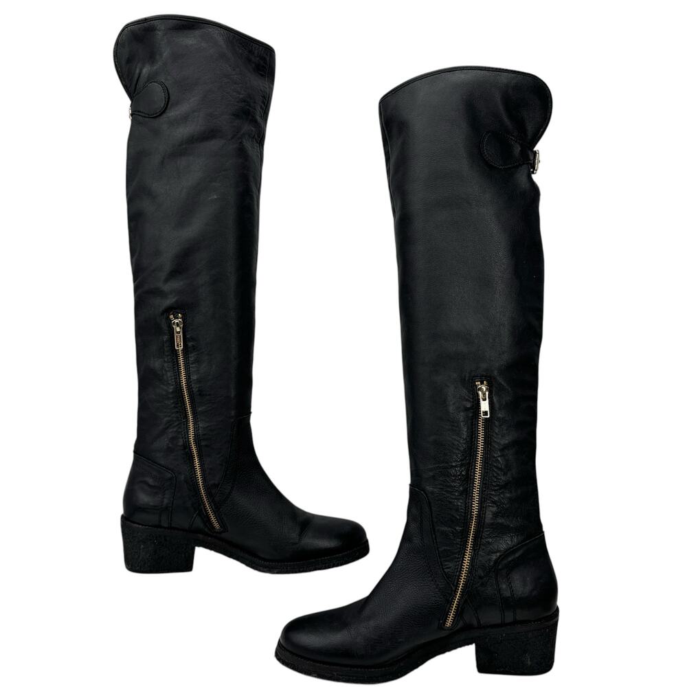 Coach Palmera OTK Leather Boot Women's SZ 10 Black Over the Knee RESOLED Crepe - Picture 3 of 12